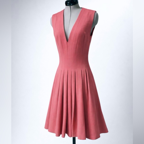 Thakoon NWT Deep V sleeveless fit&flare dress pink retail $1390 sz2